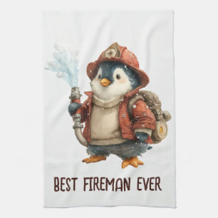Feuerwehr-Ping-Pong-Schläger mit Winter-Pinguin Geschirrtuch