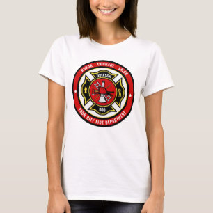Feuerwehr-Rettung ADD NAME Feuerwehr-Abzeichen T-Shirt