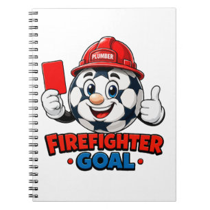 Feuerwehr-Schiedsrichter-Maskottchen beim Fußball Notizblock