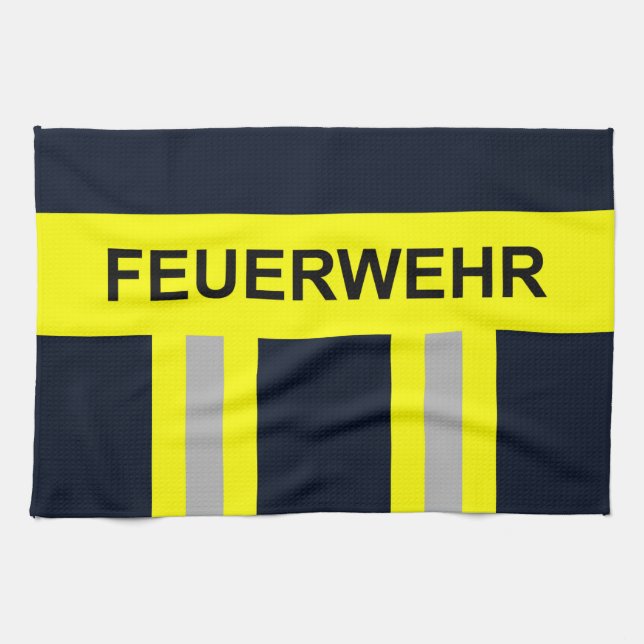 Feuerwehr Symbol Uniform Blau Geschirrtuch (Horizontal)