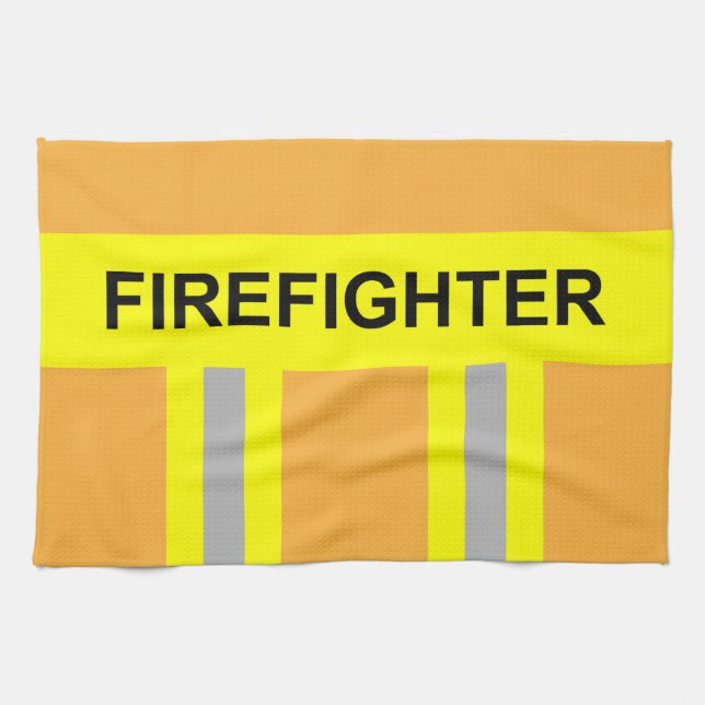 Feuerwehr Symbol Uniform Sandfarben Geschirrtuch (Horizontal)