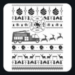 Feuerwehr Ugly Christmas | Brandgeschenke Quadratischer Aufkleber<br><div class="desc">Die lustige "Feuerbrigade Ugulys | Fireman Gifts" T - Shirt ist ein Blickfang im Feuerwehrauto. Eine tolle Geschenkidee für Vater,  Mutter,  Männer,  Frauen,  Sohn,  Tochter,  Freund oder Freundin.</div>