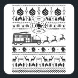 Feuerwehr Ugly Christmas | Brandgeschenke Quadratischer Aufkleber<br><div class="desc">Die lustige "Feuerbrigade Ugulys | Fireman Gifts" T - Shirt ist ein Blickfang im Feuerwehrauto. Eine tolle Geschenkidee für Vater,  Mutter,  Männer,  Frauen,  Sohn,  Tochter,  Freund oder Freundin.</div>