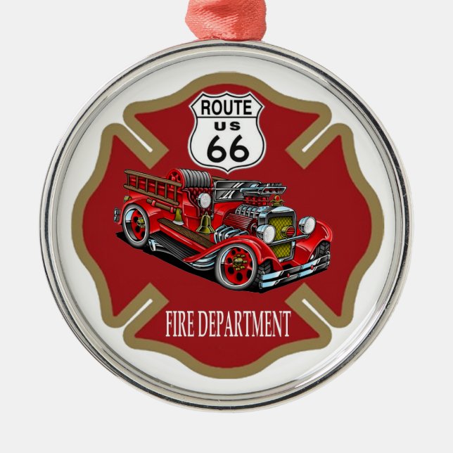 Feuerwehr-Verzierung des Weg-66 Silbernes Ornament (Vorne)