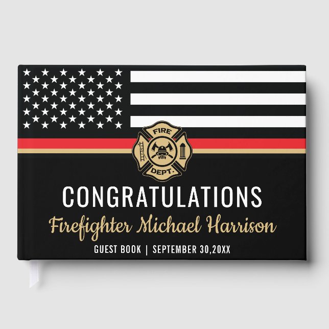 Feuerwehrakademie Flag Feuerwehrmann Abschluss Gästebuch (Vorderseite)