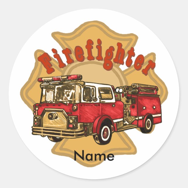 Feuerwehraufkleber für Feuerwehrfahrzeuge Runder Aufkleber (Vorderseite)