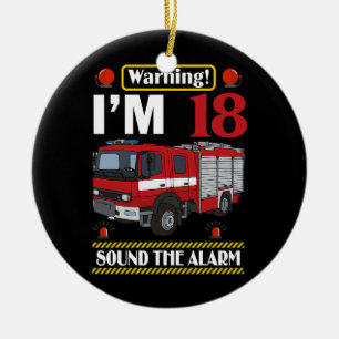 Feuerwehrauto 18-jähriger Feuerwehrmann 18. Geburt Keramik Ornament