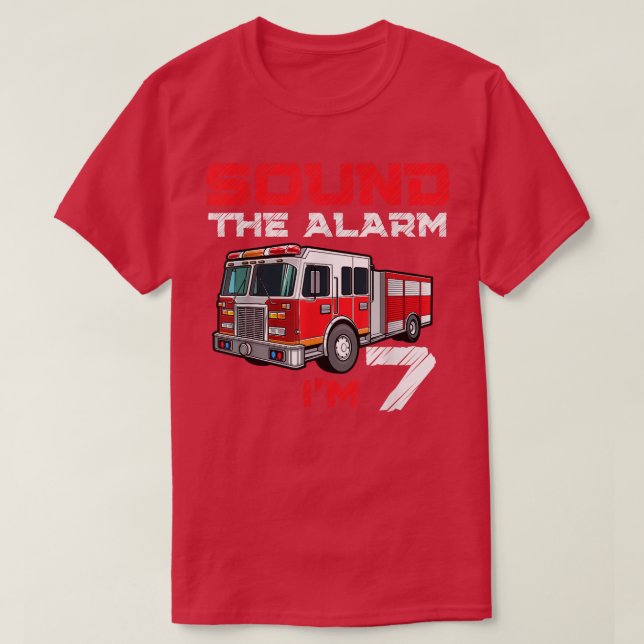 Feuerwehrauto 7. Geburtstag Junge Zukunft Feuerweh T-Shirt (Design vorne)