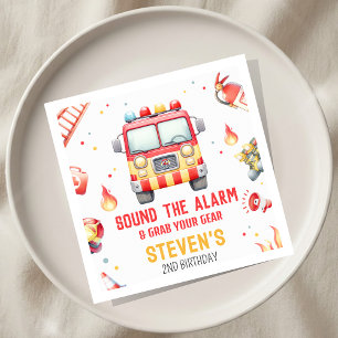 Feuerwehrauto Alarm Baby Shower Serviette