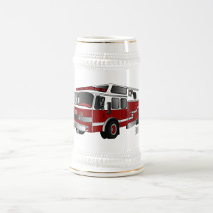 Feuerwehrauto Cartoon-Illustration Bierglas