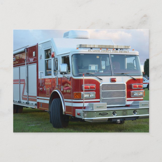 Feuerwehrauto für den Landkreis der Ostlucie Postkarte (Vorderseite)