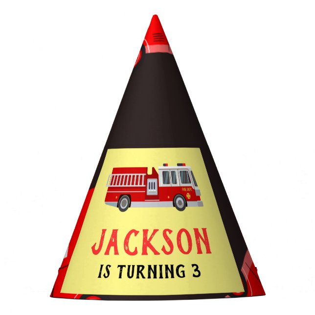 Feuerwehrauto Geburtstag Partyhütchen (Vorderseite)