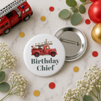 Feuerwehrauto Geburtstags-Feuerwehrauto-Party Button