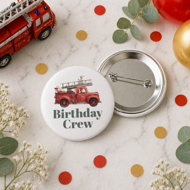 Feuerwehrauto Geburtstagsfeier Button (Fire Truck Birthday Firetruck Party Button)