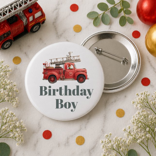 Feuerwehrauto Geburtstagsfeier Button (Fire Truck Birthday Firetruck Party Button)