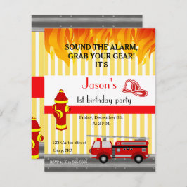 Feuerwehrauto Geburtstagsfeier Einladung