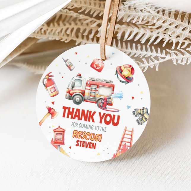 Feuerwehrauto-Geburtstagsfeier  Geschenkanhänger (Fire Truck Birthday Party Favor Tags)