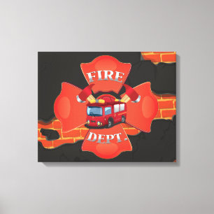 Feuerwehrauto Leinwanddruck