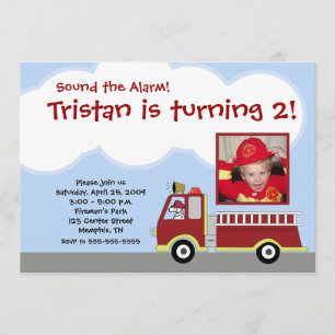 Feuerwehrauto Motor *FOTO* Einladung zum Geburtsta