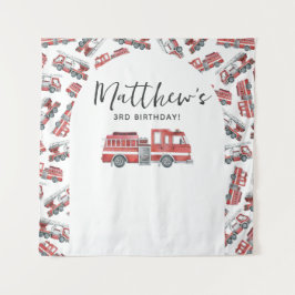 Feuerwehrauto Motor Geburtstagsparty Hintergrund Wandteppich