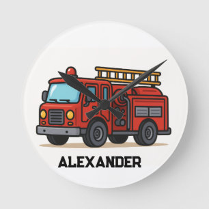 Feuerwehrauto personalisierter Namenswanduhr Runde Wanduhr