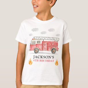 Feuerwehrauto ruft alle Feuerwehrmänner zum Jungen T-Shirt