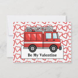 Feuerwehrauto und Herzkarte des Kindes RSVP Karte