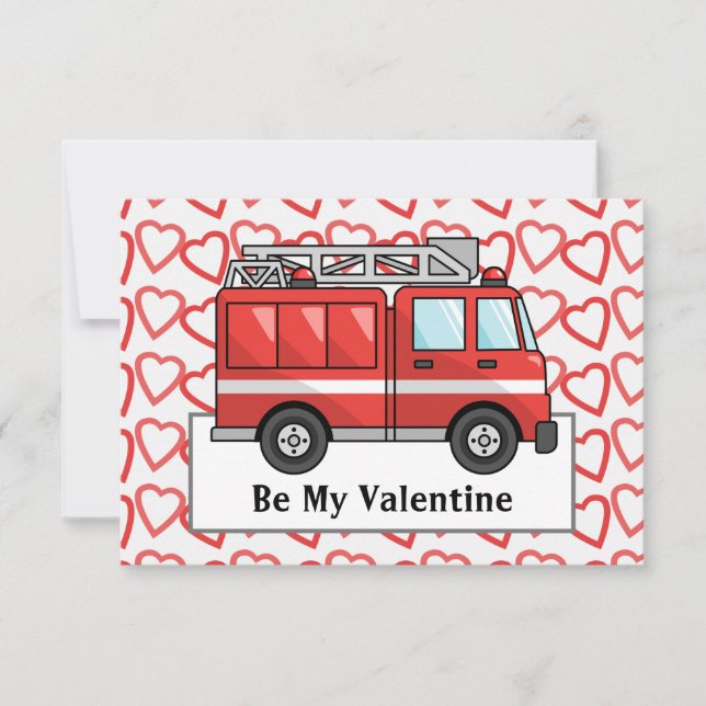 Feuerwehrauto und Herzkarte des Kindes RSVP Karte (Vorderseite)