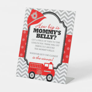 Feuerwehrauto Wie groß ist Mamas Bauch Baby Shower Sockelschild