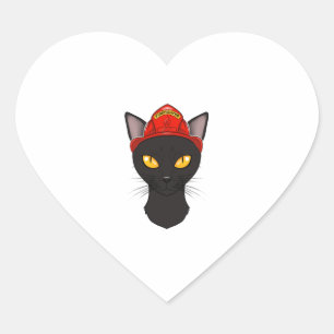 Feuerwehrbombay Kat I Kater Lover I Feuerwehrkatze Herz-Aufkleber