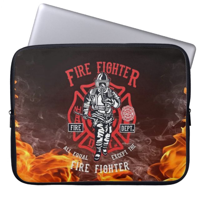 FeuerwehrEmblem mit Flammen und Vollgestänge Laptopschutzhülle (Vorderseite)
