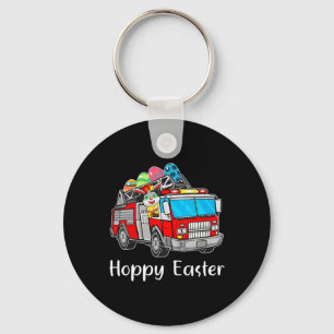 Feuerwehrfahrer LKW Osterfeiertag Bunny Eggs Happy Schlüsselanhänger