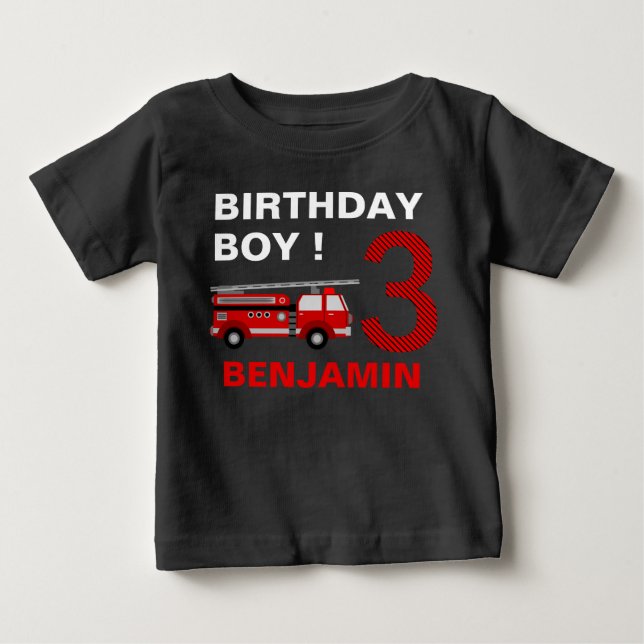 Feuerwehrfahrzeug 3. Geburtstag Party Baby T-shirt (Vorderseite)