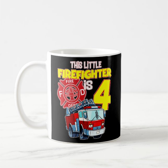 Feuerwehrfahrzeug 4 Jahre alter Feuerwehrmann 4. G Kaffeetasse (Links)