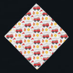 Feuerwehrfahrzeug Halstuch<br><div class="desc">Dieses Feuerwehrbandana ist perfekt für Ihren vierbeinigen Freund. Das Design besteht aus einem roten Kamin-LKW mit einem Dalmatier im Fahrersitz.</div>