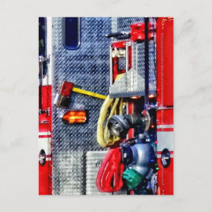 Feuerwehrfahrzeug mit Schläuchen und Lux Postkarte