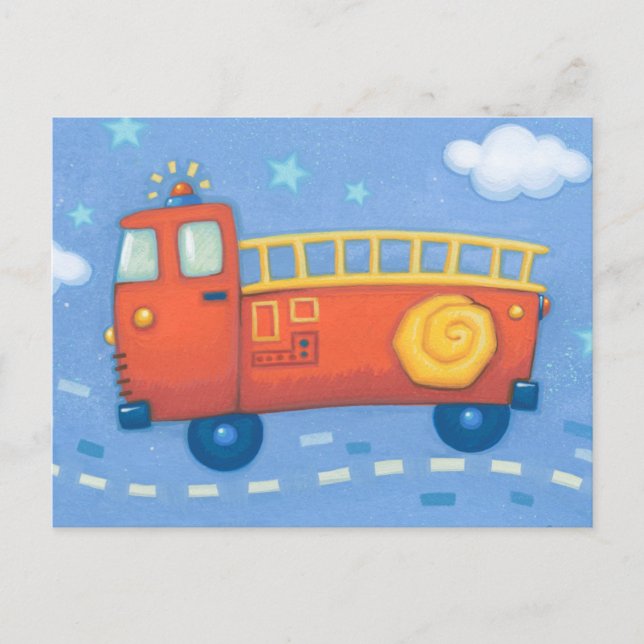 Feuerwehrfahrzeug Postkarte (Vorderseite)