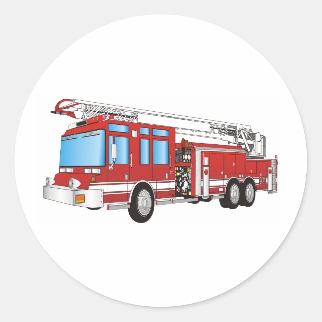 Feuerwehrfahrzeug Runder Aufkleber (Vorderseite)