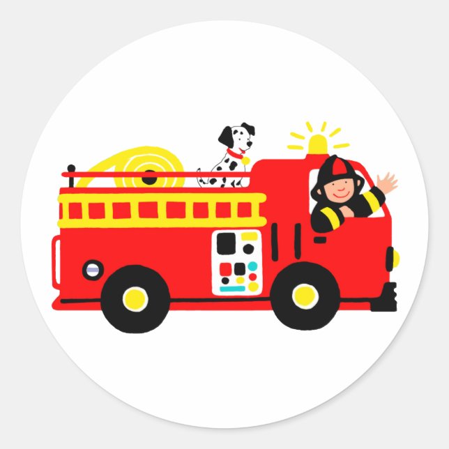 Feuerwehrfahrzeug Runder Aufkleber (Vorderseite)
