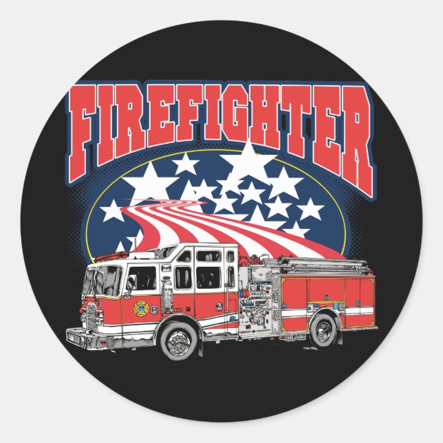 Feuerwehrfahrzeug Runder Aufkleber (Vorderseite)