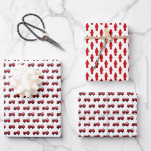 Feuerwehrfahrzeug-Umschlagpapier Geschenkpapier Set