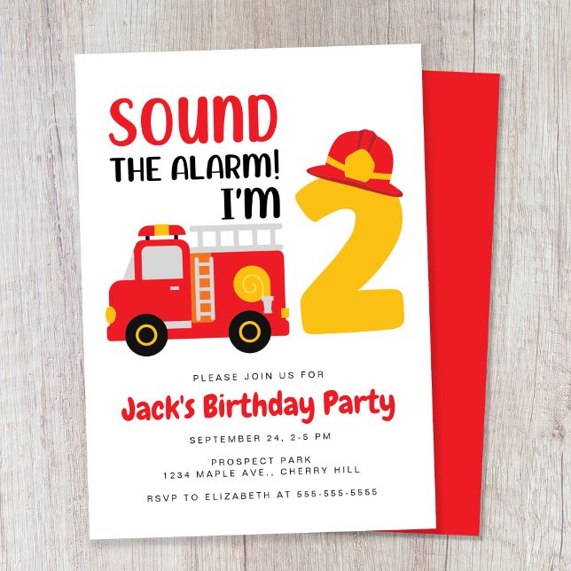 Feuerwehrfahrzeuge 2. Geburtstag Party Einladung (Von Creator hochgeladen)