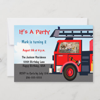 Feuerwehrfahrzeuge - Einladung zum Geburtstag