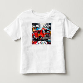 Feuerwehrfahrzeuge in der Stadt Kleinkind T-shirt