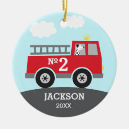 Feuerwehrfahrzeuge Kinder Keramik Ornament