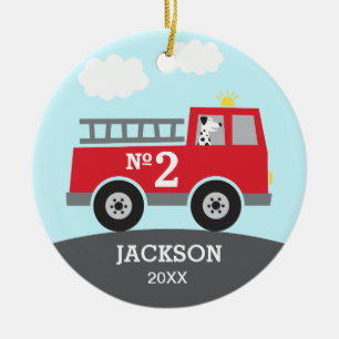 Feuerwehrfahrzeuge Kinder Keramik Ornament