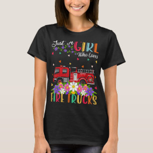 Feuerwehrfahrzeuge, nur ein Mädchen, das LKW-Liebe T-Shirt