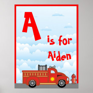 Feuerwehrfahrzeuge Zimmer Name Kunst Wand Plakat