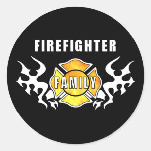 Feuerwehrfamilie Runder Aufkleber