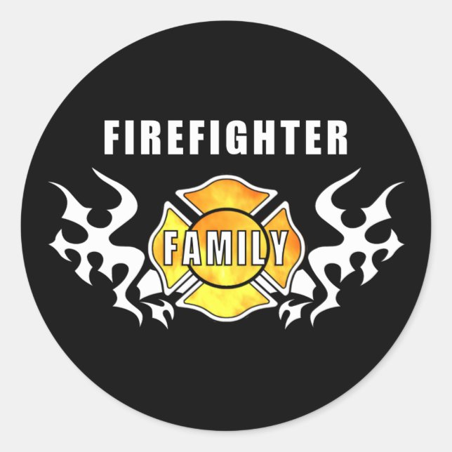 Feuerwehrfamilie Runder Aufkleber (Vorderseite)
